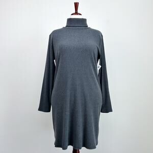 Old Navy 2X Gray Heather Cozy Knit Mockneck Long Sleeve A-Line Mini Dress NWT